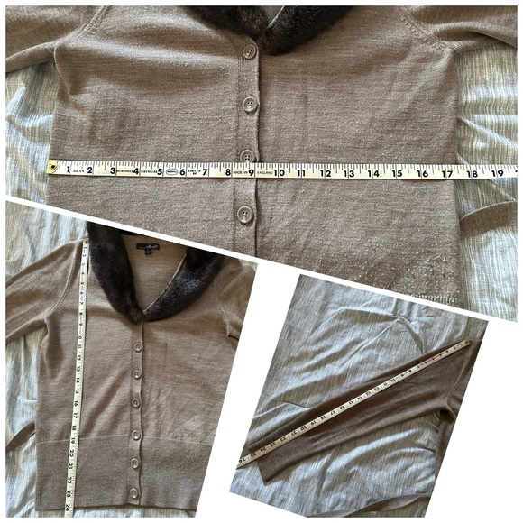 WILLI SMITH CARDIGAN REMOVABLE FAKE FUR COLLAR SWEATER WITH BELT - Picture 7 of 10